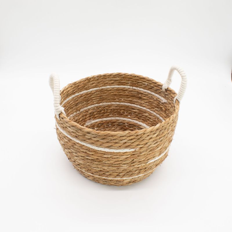 Korgar i Bomull & Sjögräs - Naturliga Ränder - 3-pack (32.5cm 29.5cm 24cm)