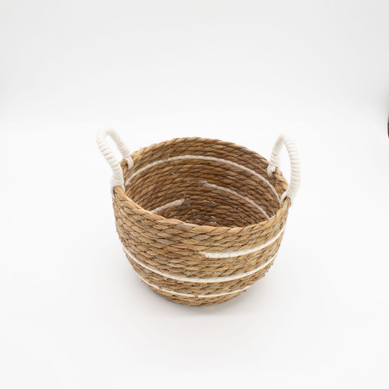 Korgar i Bomull & Sjögräs - Naturliga Ränder - 3-pack (32.5cm 29.5cm 24cm)