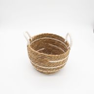 Korgar i Bomull & Sjögräs - Naturliga Ränder - 3-pack (32.5cm 29.5cm 24cm)