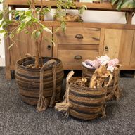Stora Korgar i Bananblad & Sjögräs - Naturliga Bruna Nyanser - Set om 3