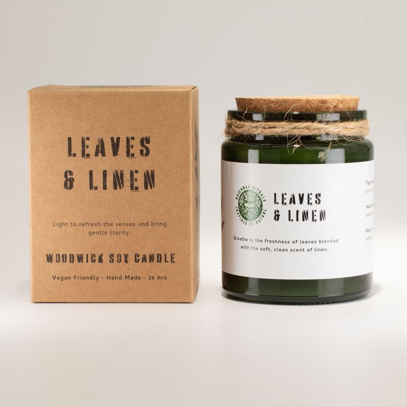 Sojavaxljus med Träveke – Gröna Blad & Linne