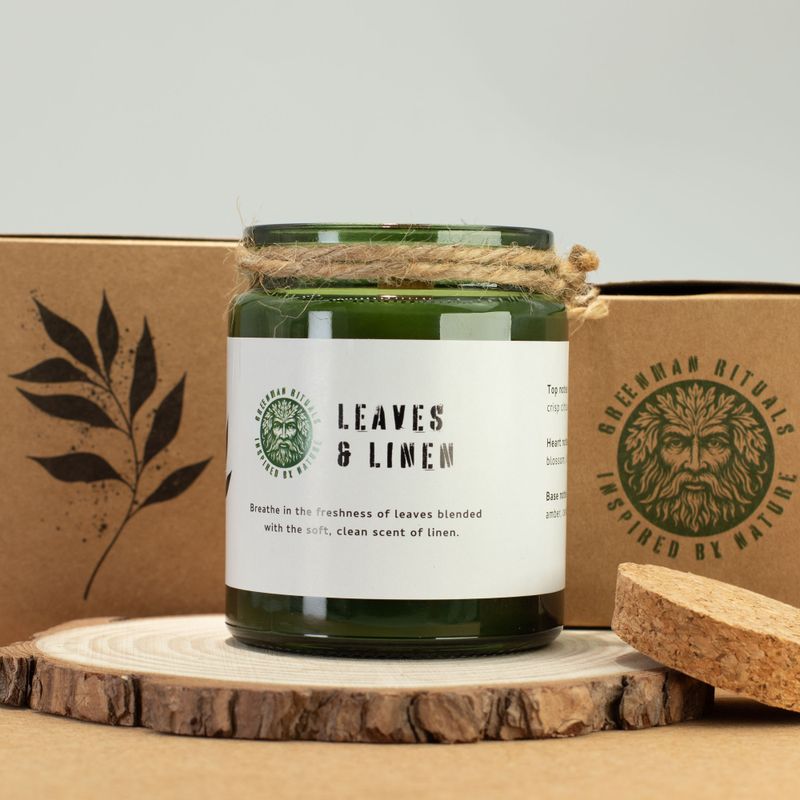Sojavaxljus med Träveke – Gröna Blad & Linne