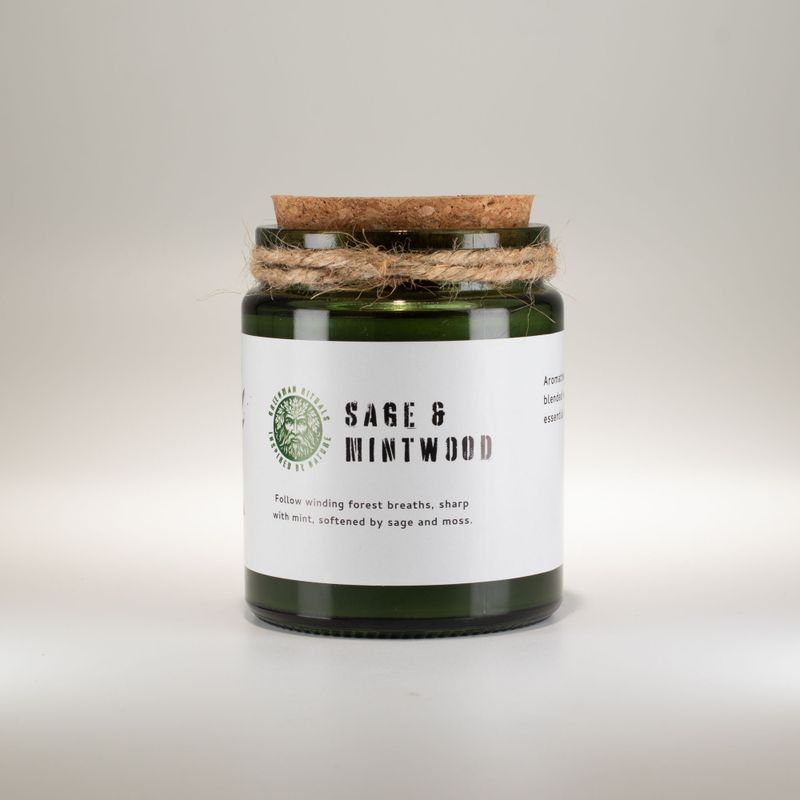 Sojavaxljus med Träveke – Salvia & Myntaträ