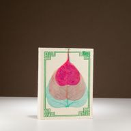 Medelstor Lokta Anteckningsbok med Bodhi-löv (15x12cm) - 45 Blad (Blandat)