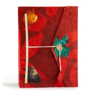 Stor Lokta Anteckningsbok - Stora Blommönster (21x15cm) - 45 blad - inkl. bokmärke - Rubinröd