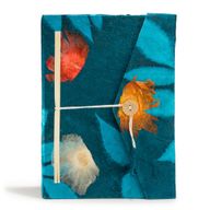 Stor Lokta Anteckningsbok - Stora Blommönster (21x15cm) - 45 blad - inkl. bokmärke - Midnattsblå