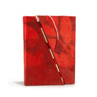 Mellan Lokta Anteckningsbok med Bambulås - Stora Blommönster (15x12cm) - 45 blad - Rubinröd