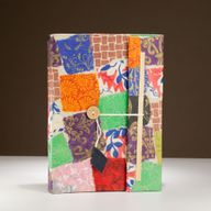 Stor Lokta Anteckningsbok - Lapptäcksmönster (21x15cm) - 45 blad - inkl. bokmärke - Flerfärgad