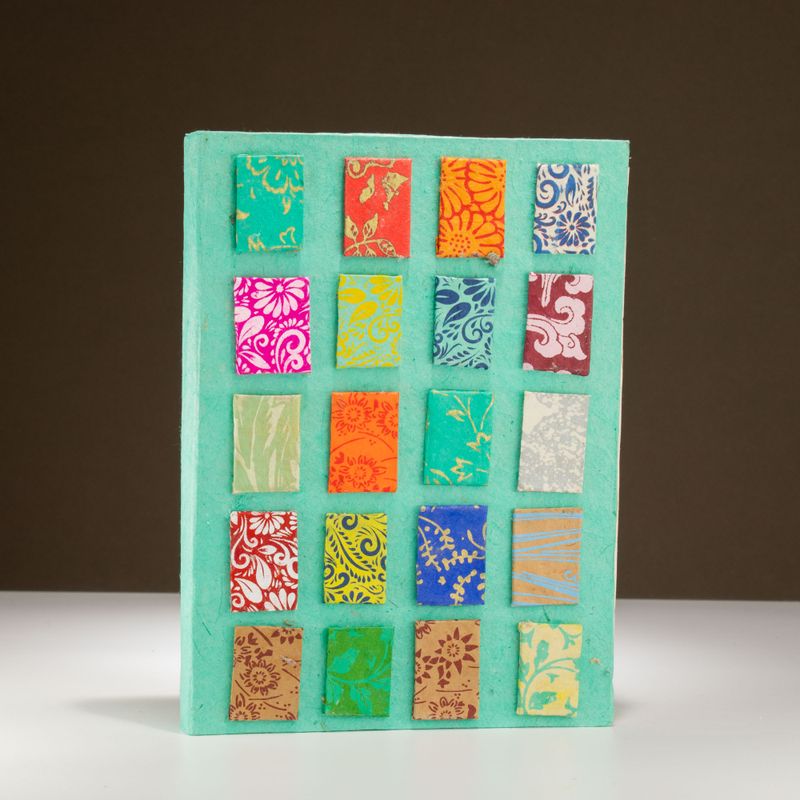 Stor Lokta Anteckningsbok - Minimosaik (21x15cm) - 45 blad - inkl. bokmärke - Blågrön