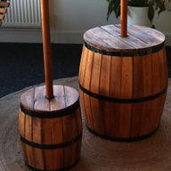 Stort Bord av Öltunna med Parasolstativ 60x48,5 cm - Naturligt