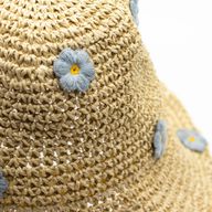 Nomad Sari Stråhatt - Beige med Blå Blommor