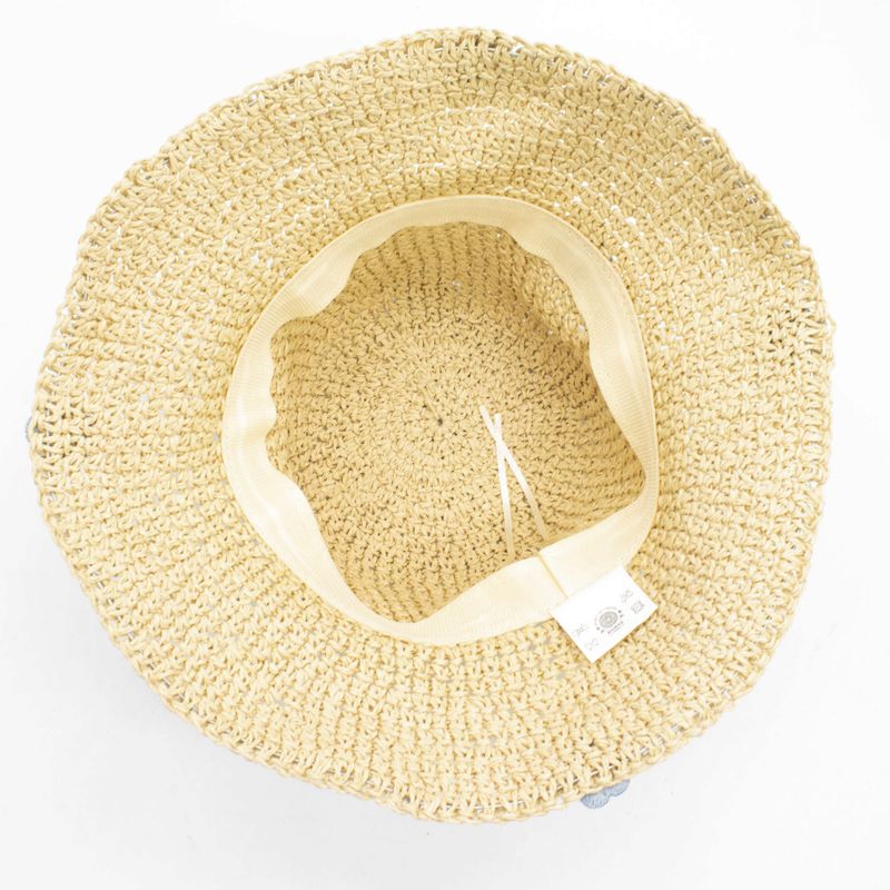 Nomad Sari Stråhatt - Beige med Blå Blommor
