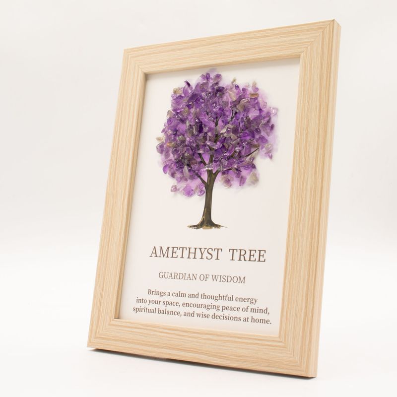Ädelstensbild – Livets träd – ametist (20x14,7x1 cm)