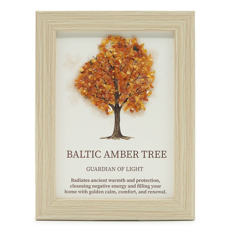 Ädelstensbild - Livets Träd - Baltisk Bärnsten (20×14,7×1 cm)