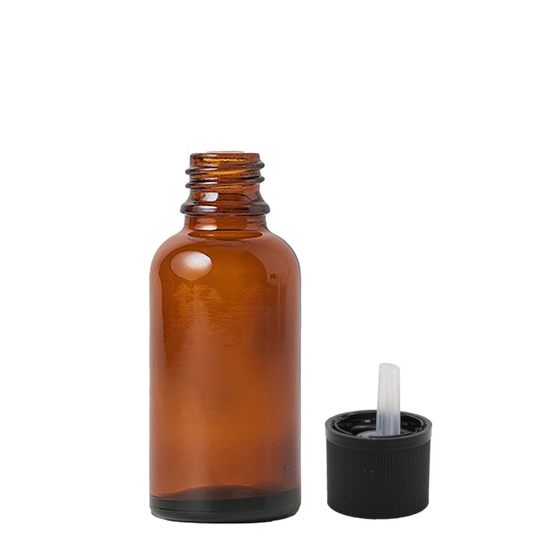 30ml Bärnstensfärgad Glasflaska med Barnsäker Droppare