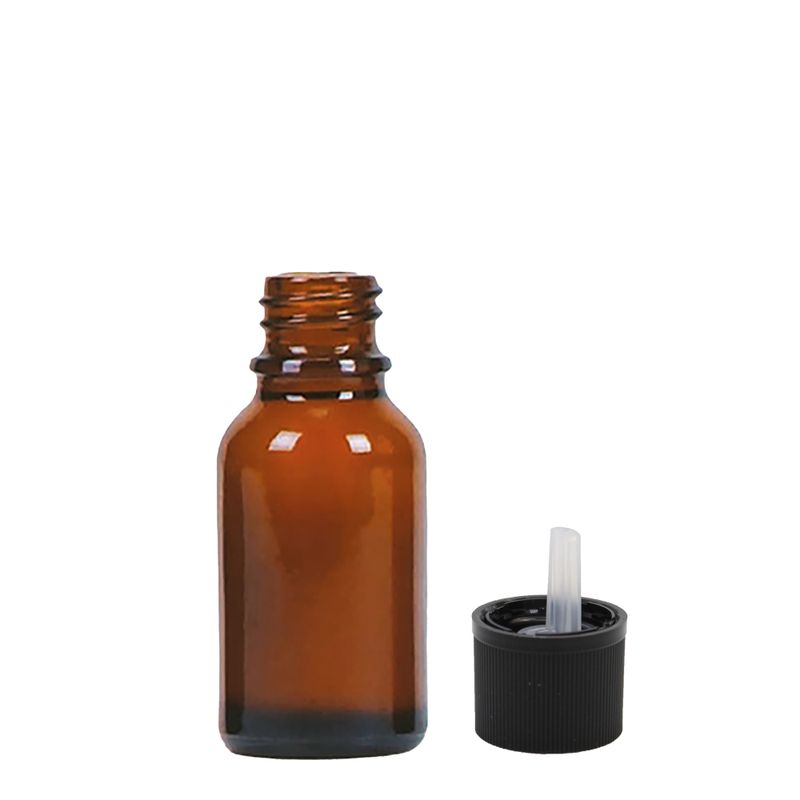 15ml Bärnstensfärgad Glasflaska med Barnsäker Droppare