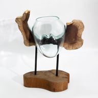 Smält Glas på Trä - Hängande Konstnärlig Vas - Skadad Vara