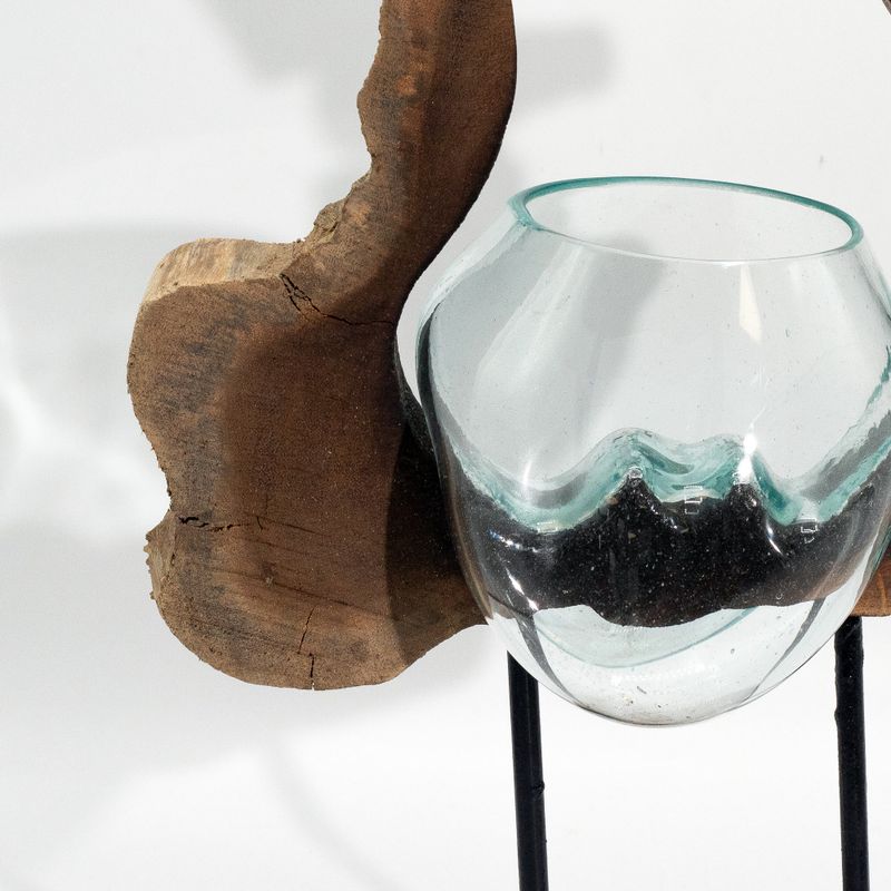 Smält Glas på Trä - Hängande Konstnärlig Vas - Skadad Vara