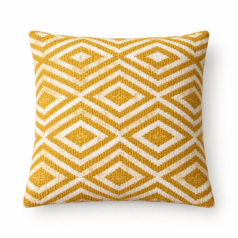 Klassiskt kuddfodral - senapsgula diamanter - 45x45cm