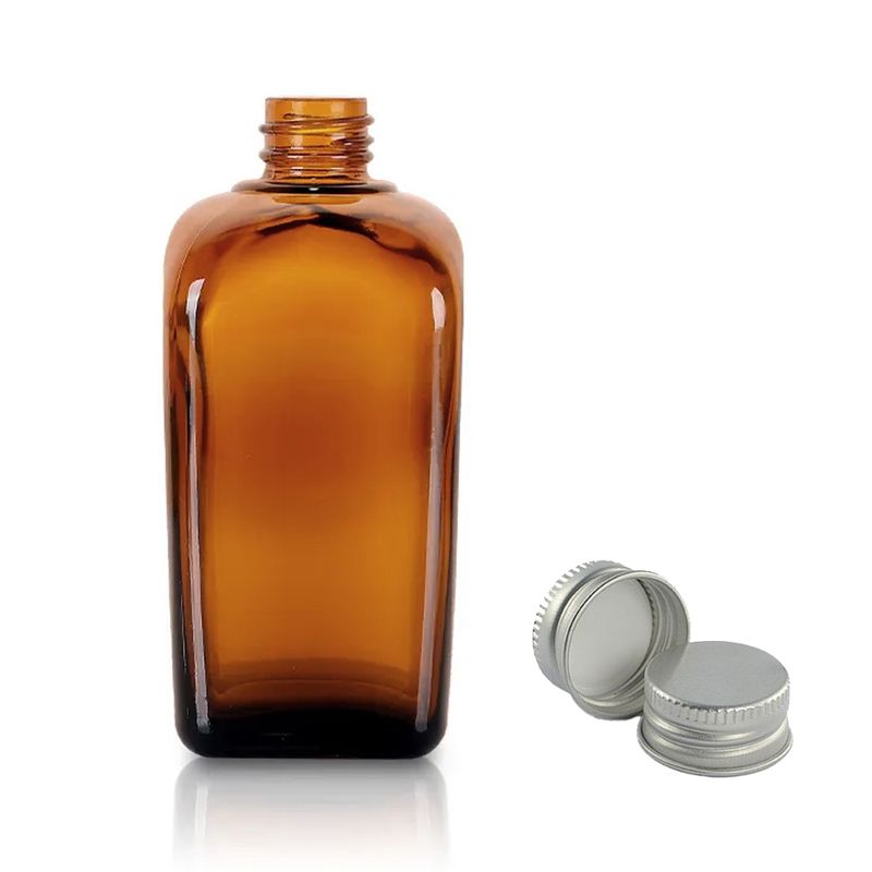 50ml Alkemistflaska i Bärnstensfärgat Glas med Aluminiumlock