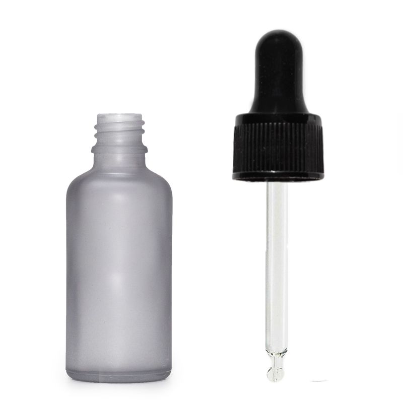 10ml Flaska i Grå Frostat Glas med Svart Pipett