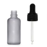 30ml Flaska i Grå Frostat Glas med Svart Pipett