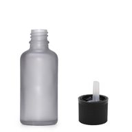 30ml Flaska i Grå Frostat Glas med Barnsäker Droppare