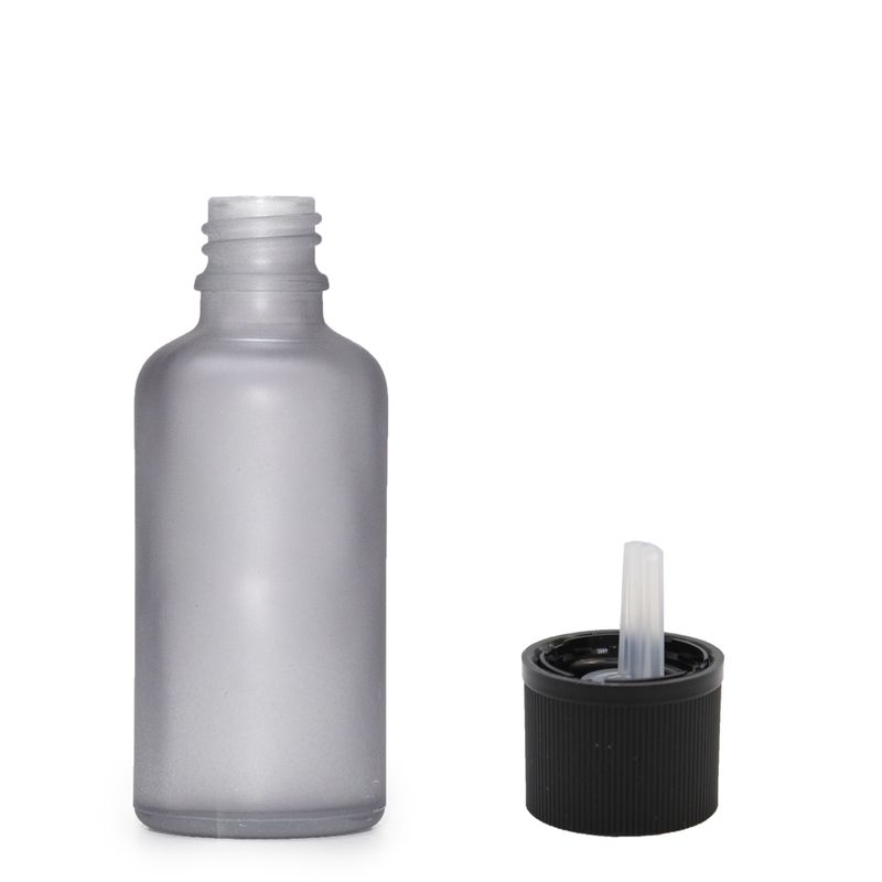 30ml Flaska i Grå Frostat Glas med Barnsäker Droppare