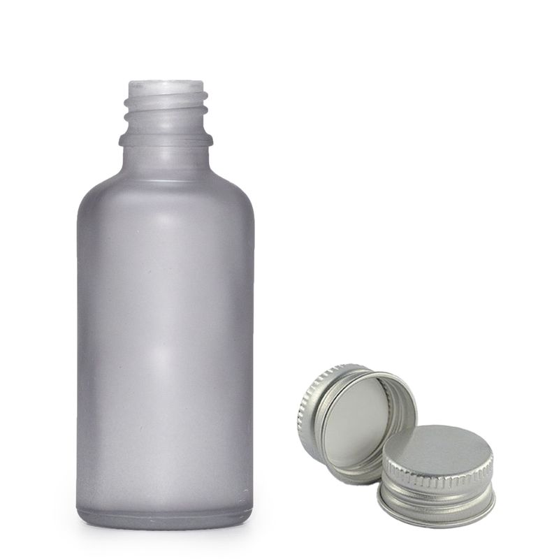 50ml Flaska i Grå Frostat Glas med Aluminiumlock