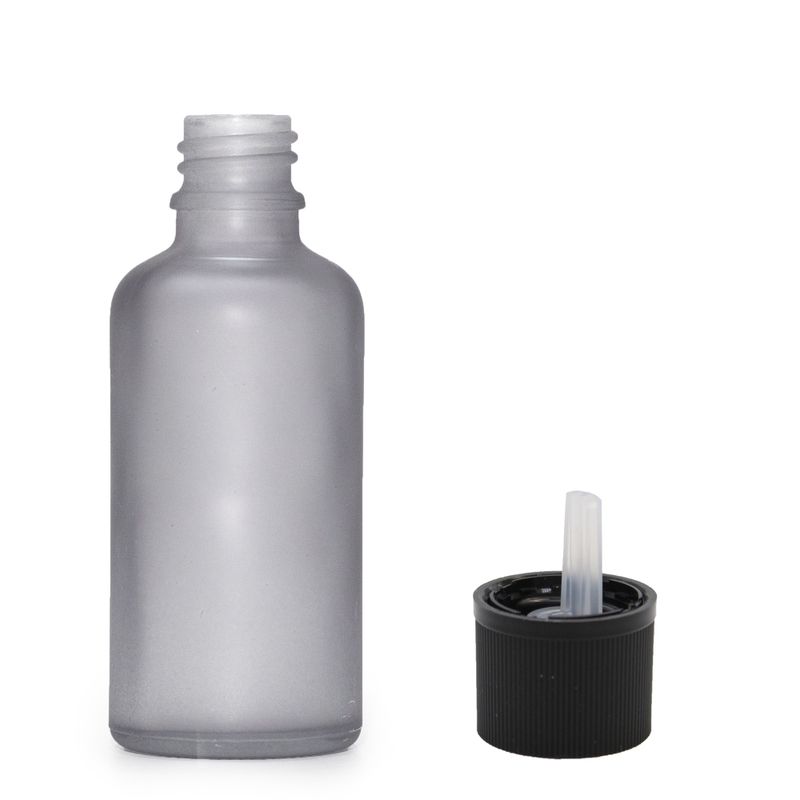 50ml Flaska i Grå Frostat Glas med Barnsäker Droppare