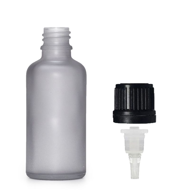 50ml Flaska i Grå Frostat Glas med Dropparlock