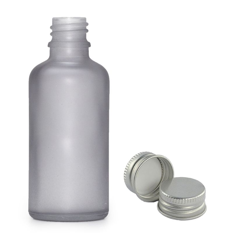100ml Flaska i Grå Frostat Glas med Aluminiumlock