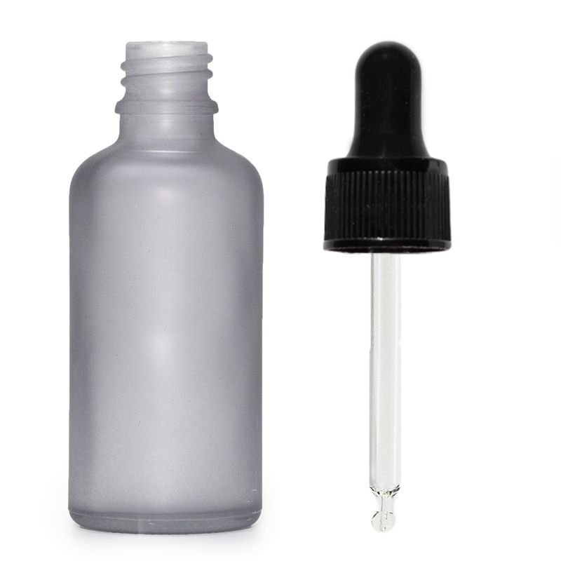 100ml Flaska i Grå Frostat Glas med Svart Pipett
