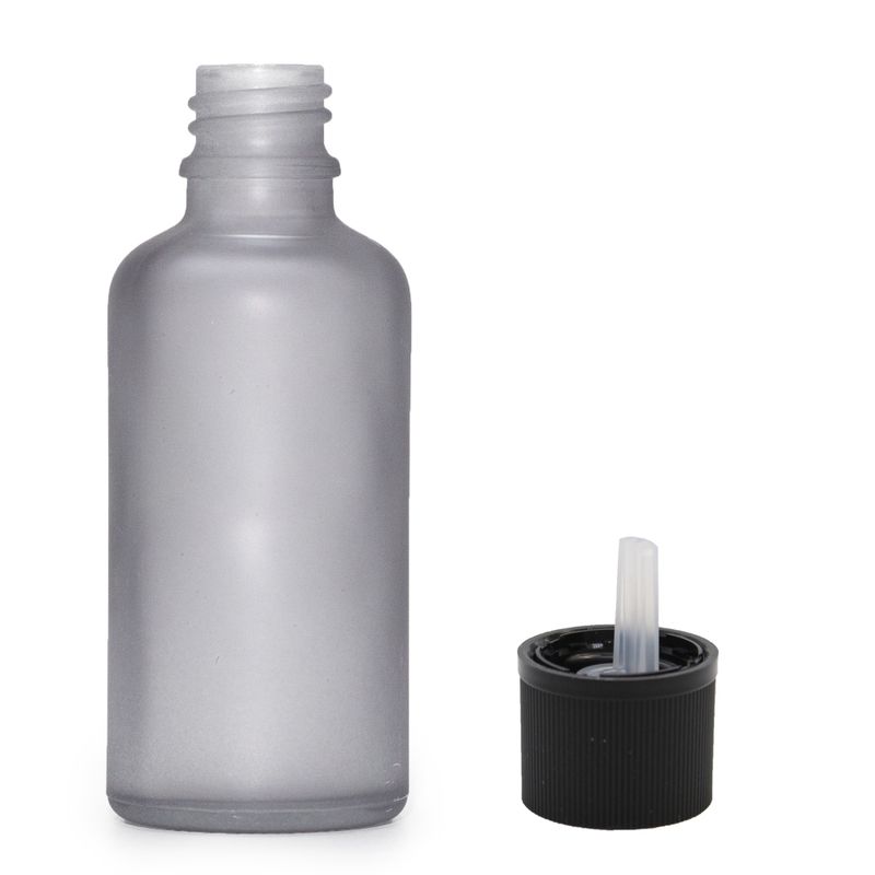 100ml Flaska i Grå Frostat Glas med Barnsäker Droppare