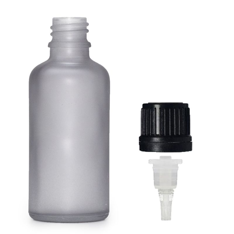 100ml Flaska i Grå Frostat Glas med Dropparlock