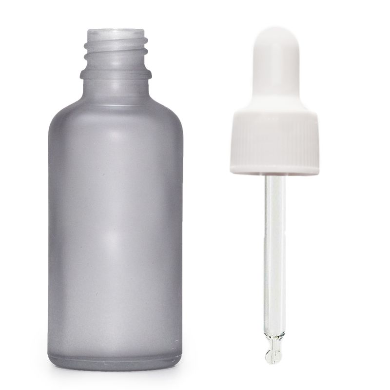 100ml Flaska i Grå Frostat Glas med Vit Pipett