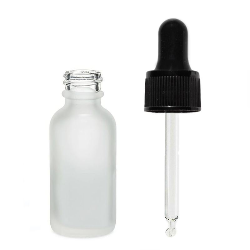 30ml Flaska i Vitt Frostat Glas med Svart Pipett