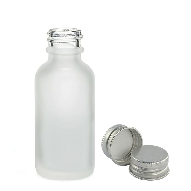 50ml Flaska i Vitt Frostat Glas med Aluminiumlock