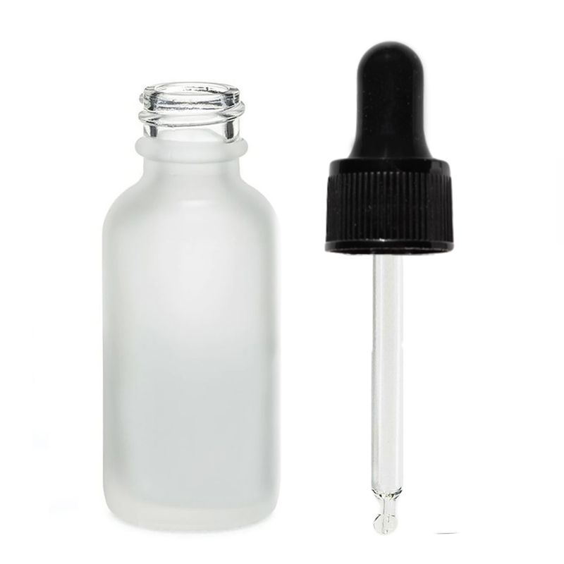 50ml Flaska i Vitt Frostat Glas med Svart Pipett