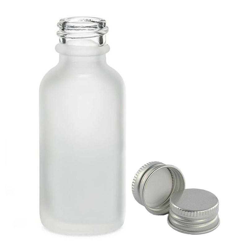 100ml Flaska i Vitt Frostat Glas med Aluminiumlock