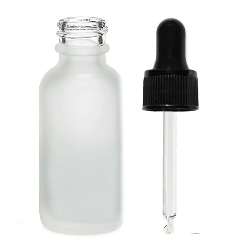 100ml Flaska i Vitt Frostat Glas med Svart Pipett