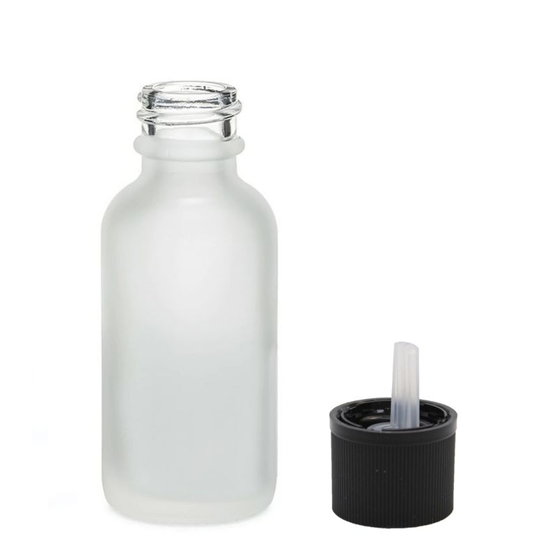 100ml Flaska i Vitt Frostat Glas med Barnsäker Droppare