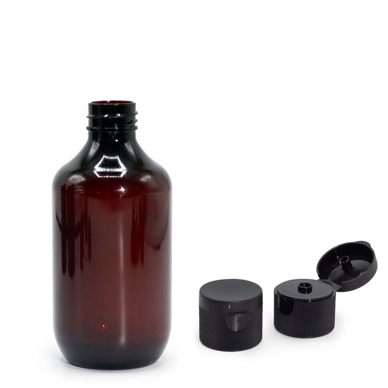 250ml Bärnstensfärgad Boston-flaska med Fliptop-lock
