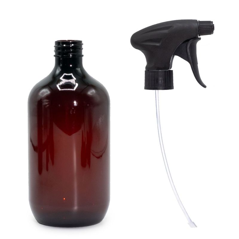 500ml Bärnstensfärgad Boston-flaska med Spraylock 28mm