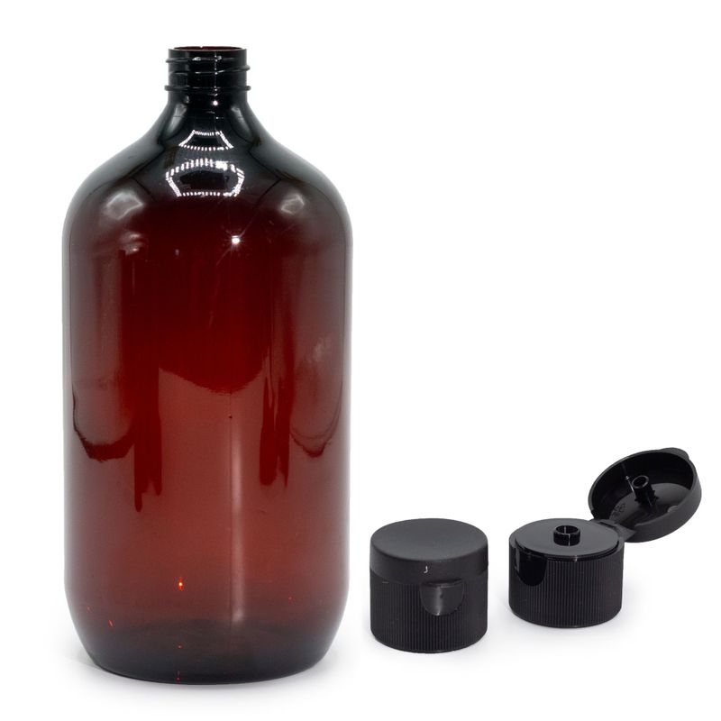 1000ml Bärnstensfärgad Boston-flaska med Fliptop-lock