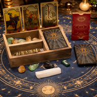 Tarotbox med Tre Fack och Korthållare