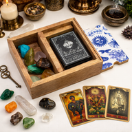 Tarotbox med Två Fack och Korthållare