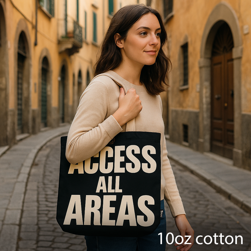 Ikonisk Klassisk Tygkasse - ACCESS ALL AREAS - Svart Naturlig