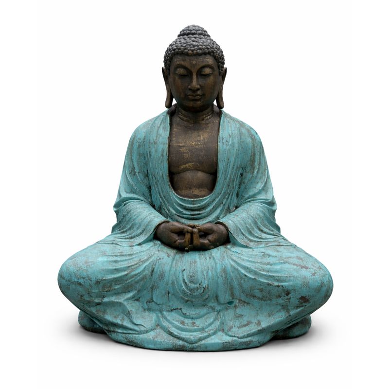 Stor Thailändsk Buddha i Turkos & Sten - 0.96m