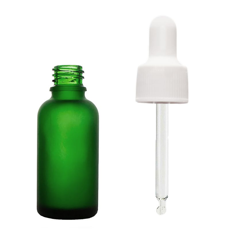 10 ml frostat grönt glas pipettflaska med vit pipett
